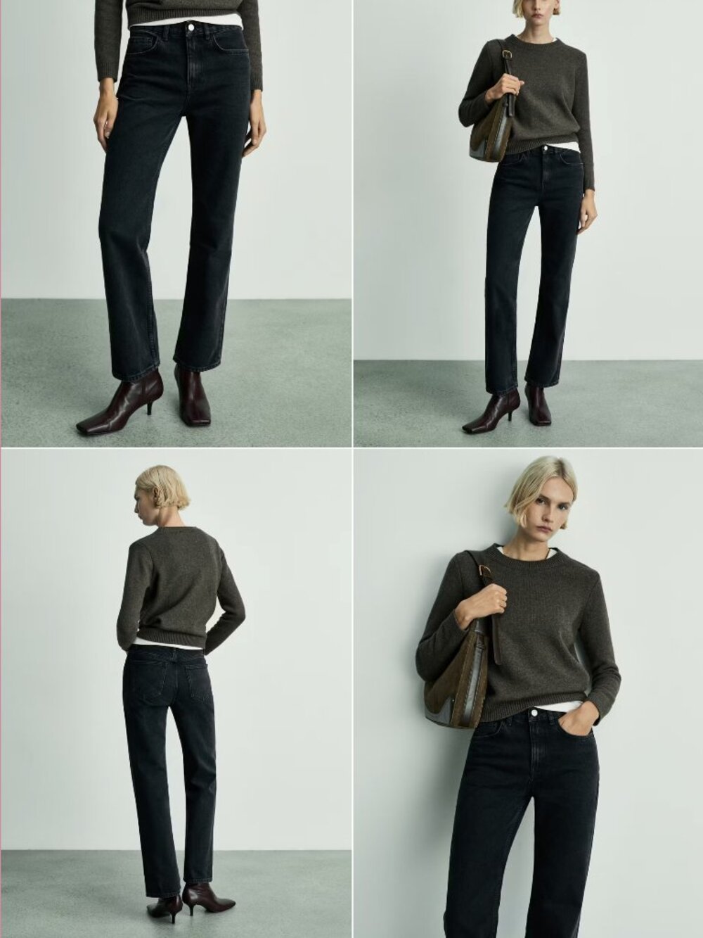Mango Matilda Medium-Rise Faded Straight-Fit Black Jeans